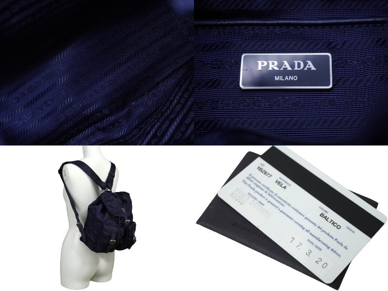 極美品 PRADA プラダ リュック デイパック バックパック Wポケット トライアングルロゴ ナイロン ネイビー 1BZ677 中古 61830 –  Casanova Vintage