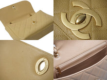 Load image into Gallery viewer, CHANEL シャネル シングルフラップ ショルダーバッグ 6番台 キャビアスキン ベージュ ゴールド金具 美品 中古 61837