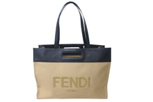 画像をギャラリービューアに読み込む, FENDI フェンディ トートバッグ 2WAY バイカラー キャンバス レザー ベージュ ブラック 7VA480 ABVV 美品 中古 61841