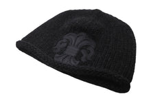 画像をギャラリービューアに読み込む, 極美品 CHROME HEARTS クロムハーツ ビーニー ニットキャップ カシミヤ フレアボタン フレアパッチ ブラック 中古 61847