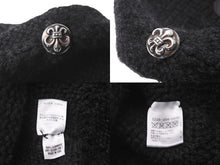 画像をギャラリービューアに読み込む, 極美品 CHROME HEARTS クロムハーツ ビーニー ニットキャップ カシミヤ フレアボタン フレアパッチ ブラック 中古 61847