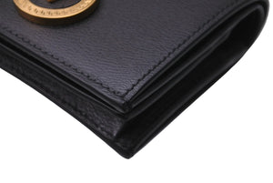 極美品 VERSACE ヴェルサーチ 二つ折り財布 レザー ブラック メデューサロゴ ゴールド金具 イタリア製 中古 61906