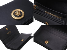 画像をギャラリービューアに読み込む, 極美品 VERSACE ヴェルサーチ 二つ折り財布 レザー ブラック メデューサロゴ ゴールド金具 イタリア製 中古 61906