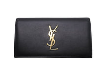 Load image into Gallery viewer, YVES SAINT LAURENT イヴ サンローラン エンブローブ ウォレット 長財布 ブラック エンボスレザー ゴールド金具 美品 中古 61908