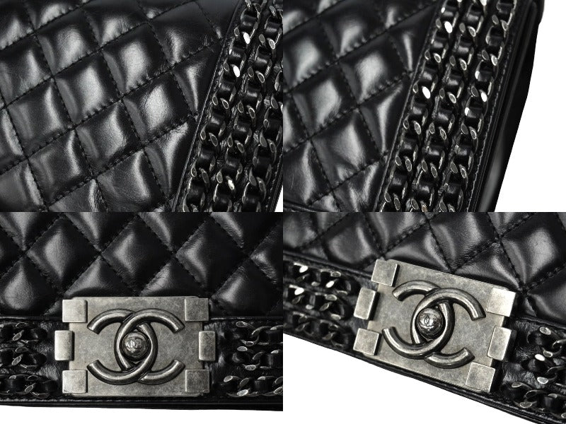 CHANEL シャネル ショルダーバッグ マトラッセ ボーイシャネル チェーン 23番台 ブラック レザー ヴィンテージシルバー金具 中古 61924  – Casanova Vintage