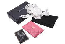 画像をギャラリービューアに読み込む, CHANEL シャネル カードケース パスケース 名刺入れ 29番台 ココマーク キャビアスキン ピンク ゴールド金具 美品 中古 61931