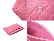 画像をギャラリービューアに読み込む, CHANEL シャネル カードケース パスケース 名刺入れ 29番台 ココマーク キャビアスキン ピンク ゴールド金具 美品 中古 61931