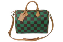画像をギャラリービューアに読み込む, 未使用 LOUIS VUITTON ルイヴィトン 新作 スピーディバンドリエール 40 ヴェール グリーン ブラウン ダミエポップ レザー N40579 中古 61933