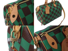 画像をギャラリービューアに読み込む, 未使用 LOUIS VUITTON ルイヴィトン 新作 スピーディバンドリエール 40 ヴェール グリーン ブラウン ダミエポップ レザー N40579 中古 61933