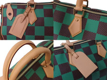 画像をギャラリービューアに読み込む, 未使用 LOUIS VUITTON ルイヴィトン 新作 スピーディバンドリエール 40 ヴェール グリーン ブラウン ダミエポップ レザー N40579 中古 61933