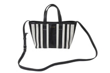 Load image into Gallery viewer, BALENCIAGA バレンシアガ BARBES SMALL EAST-WEST SHOPPER BAG ハンドバッグ ブラック ホワイト ラムスキン 671404 美品 中古 61952