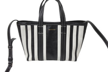 Load image into Gallery viewer, BALENCIAGA バレンシアガ BARBES SMALL EAST-WEST SHOPPER BAG ハンドバッグ ブラック ホワイト ラムスキン 671404 美品 中古 61952