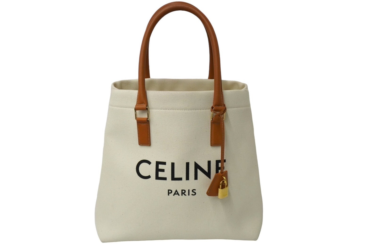 極美品 CELINE セリーヌ ホリゾンタル カバ トートバッグ キャンバス レザー ホワイト ブラウン ゴールド金具 中古 61958 –  Casanova Vintage