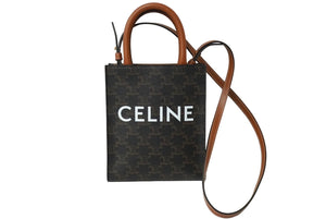 新品同様 CELINE セリーヌ ショルダーバッグ ミニ バーティカル トリオンフ キャンバス 194372BZK.04LU ロゴプリント 中古 61959