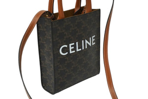 新品同様 CELINE セリーヌ ショルダーバッグ ミニ バーティカル トリオンフ キャンバス 194372BZK.04LU ロゴプリント 中古 61959