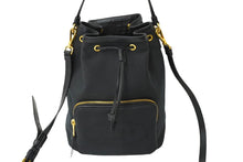 Load image into Gallery viewer, 極美品 PRADA プラダ ハンドバッグ 2WAY ショルダーバッグ ジャガードロゴ ブラック キャンバス 巾着 1BH097 中古 61960