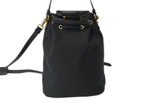 Load image into Gallery viewer, 極美品 PRADA プラダ ハンドバッグ 2WAY ショルダーバッグ ジャガードロゴ ブラック キャンバス 巾着 1BH097 中古 61960