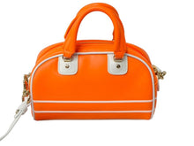 画像をギャラリービューアに読み込む, 極美品 Christian Dior クリスチャンディオール 2WAYミニハンドバッグ オレンジ ホワイト レザー ラバー 中古 61963