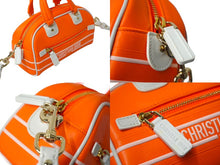 画像をギャラリービューアに読み込む, 極美品 Christian Dior クリスチャンディオール 2WAYミニハンドバッグ オレンジ ホワイト レザー ラバー 中古 61963
