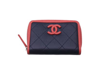 画像をギャラリービューアに読み込む, 極美品 CHANEL シャネル ココマーク コインケース カードケース ピンク ネイビー 27番台 レザー シルバー金具 中古 61986