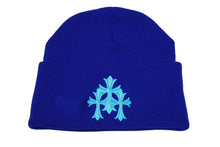 画像をギャラリービューアに読み込む, 新品未使用 CHROME HEARTS クロムハーツ ニットキャップ CHクロス サイズONE SIZE/23cm アクリル ブルー 刺繍 ロゴ 中古 61992