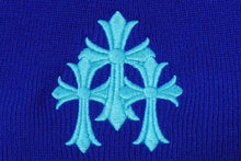 画像をギャラリービューアに読み込む, 新品未使用 CHROME HEARTS クロムハーツ ニットキャップ CHクロス サイズONE SIZE/23cm アクリル ブルー 刺繍 ロゴ 中古 61992