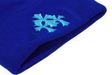 画像をギャラリービューアに読み込む, 新品未使用 CHROME HEARTS クロムハーツ ニットキャップ CHクロス サイズONE SIZE/23cm アクリル ブルー 刺繍 ロゴ 中古 61992