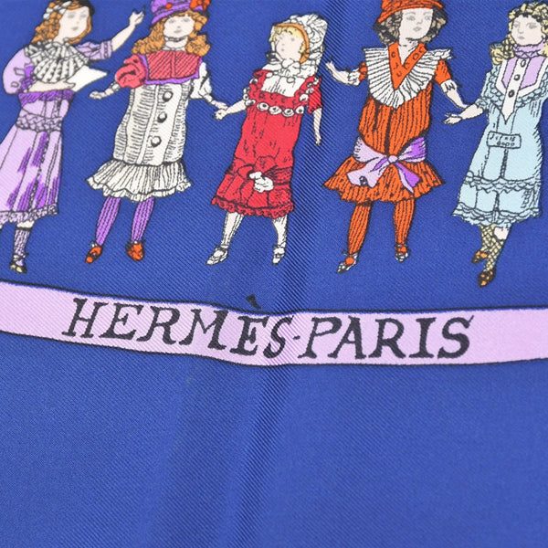 新品同様 HERMES エルメス スカーフ カレ90 フランス製 シルク ブルー マルチカラー 中古 4a006201