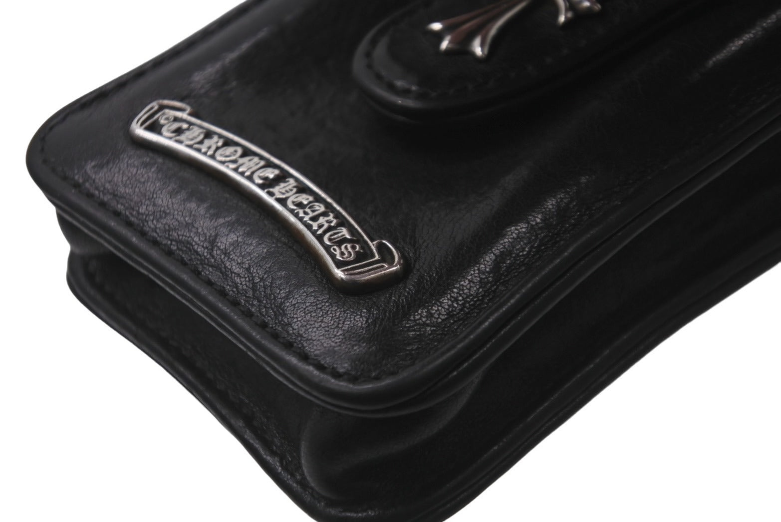 CHROME HEARTS クロムハーツ BLT ポーチ シガレットケース タバコケース CHクロス シルバー925 レザー ブラック 良品 中古  62023 – Casanova Vintage