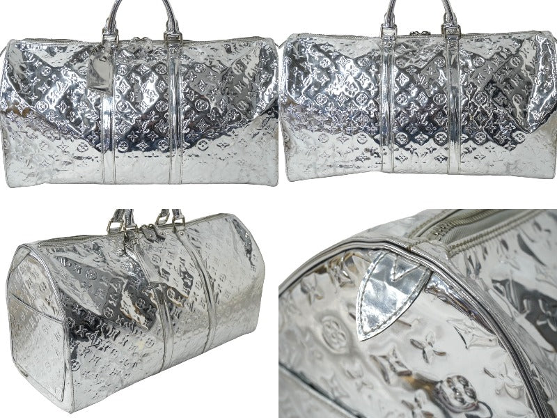 LOUIS VUITTON ルイヴィトン ボストンバッグ キーポル55 ミロワール アルジャン ミラー ビニール シルバー M95275 美品 中古 62024