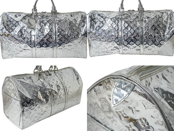 LOUIS VUITTON ルイヴィトン ボストンバッグ キーポル55 ミロワール アルジャン ミラー ビニール シルバー M95275 美品 中古 62024