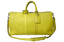 画像をギャラリービューアに読み込む, LOUIS VUITTON ルイヴィトン キーポルバンドリエール45 ボストンバッグ ダミエアンフィニ ライムイエロー N41244 良品 中古 62026
