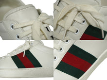 Load image into Gallery viewer, GUCCI グッチ エース スニーカー 386750 A38D0 9072 ９1/2 レザー ホワイト グリーン レッド 良品 中古 62040