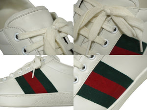 GUCCI グッチ エース スニーカー 386750 A38D0 9072 ９1/2 レザー ホワイト グリーン レッド 良品 中古 62040