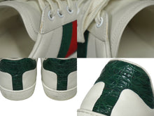 Load image into Gallery viewer, GUCCI グッチ エース スニーカー 386750 A38D0 9072 ９1/2 レザー ホワイト グリーン レッド 良品 中古 62040