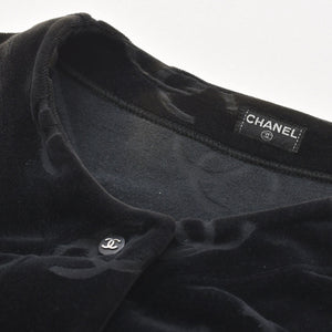 CHANEL シャネル ジャケット カーディガン ヴィンテージ ココマーク ココボタン ベロア ブラック シルバー金具 40 良品 中古 4c061493