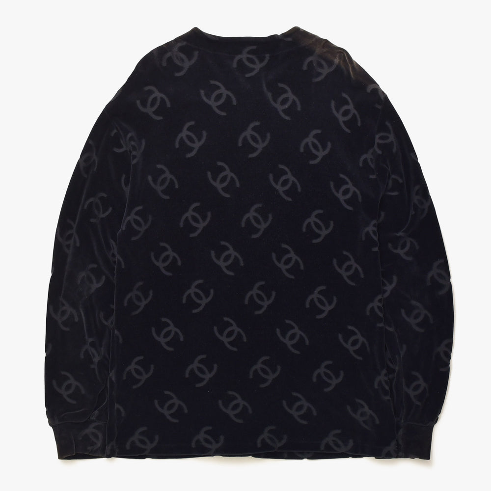 CHANEL シャネル ジャケット カーディガン ヴィンテージ ココマーク ココボタン ベロア ブラック シルバー金具 40 良品 中古 4c061493