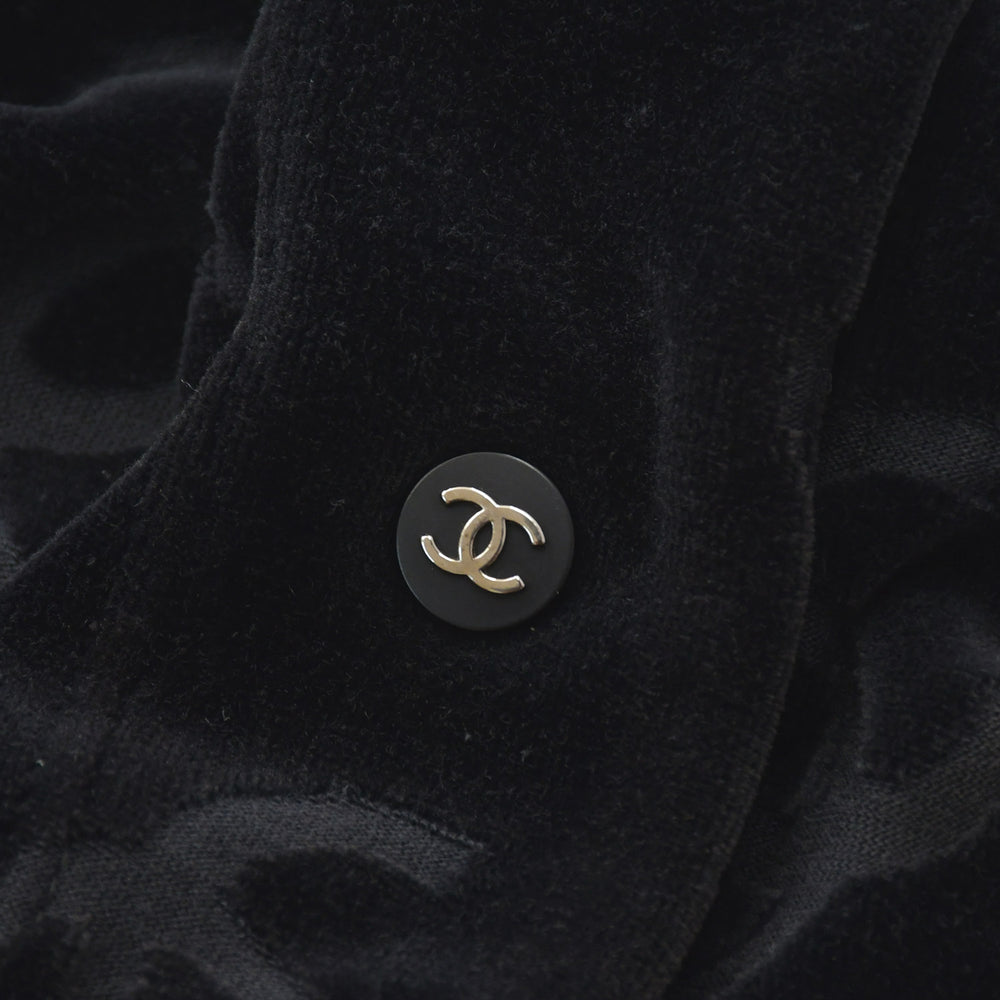 CHANEL シャネル ジャケット カーディガン ヴィンテージ ココマーク ココボタン ベロア ブラック シルバー金具 40 良品 中古 4c061493