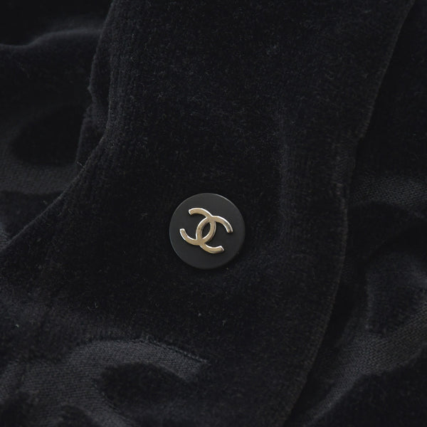 CHANEL シャネル ジャケット カーディガン ヴィンテージ ココマーク ココボタン ベロア ブラック シルバー金具 40 良品 中古 4c061493