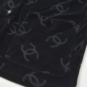 CHANEL シャネル ジャケット カーディガン ヴィンテージ ココマーク ココボタン ベロア ブラック シルバー金具 40 良品 中古 4c061493