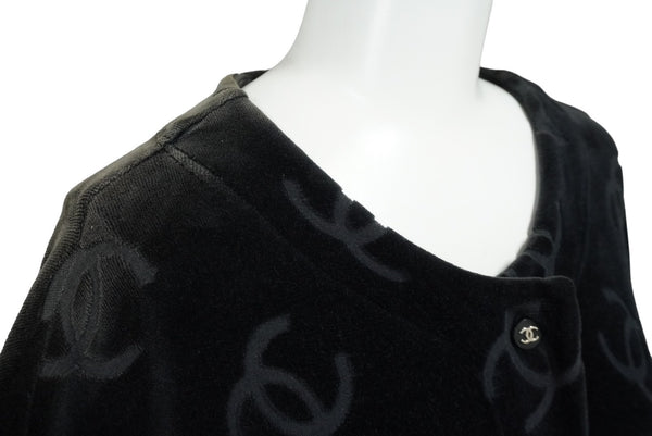 CHANEL シャネル ジャケット カーディガン ヴィンテージ ココマーク ココボタン ベロア ブラック シルバー金具 40 良品 中古62063