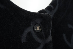 CHANEL シャネル ジャケット カーディガン ヴィンテージ ココマーク ココボタン ベロア ブラック シルバー金具 40 良品 中古62063