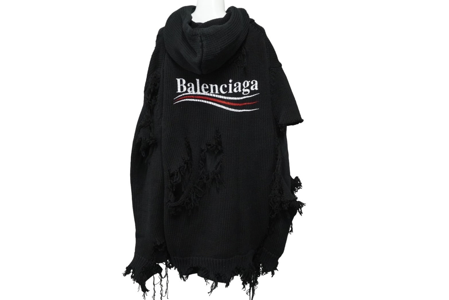 BALENCIAGA バレンシアガ ニットパーカー デストロイドフーディー ダメージ加工 ロゴ刺繡 サイズXS ブラック 662718 T3212  中古 62068 – Casanova Vintage