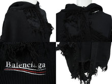 Load image into Gallery viewer, BALENCIAGA バレンシアガ ニットパーカー デストロイドフーディー ダメージ加工 ロゴ刺繡 サイズXS ブラック 662718 T3212 中古