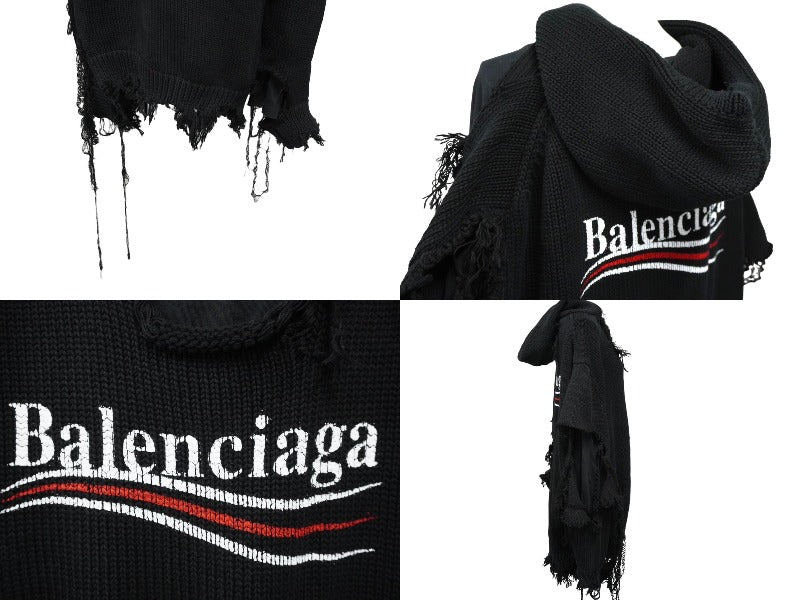 BALENCIAGA バレンシアガ ニットパーカー デストロイドフーディー ダメージ加工 ロゴ刺繡 サイズXS ブラック 662718 T3212  中古 62068 – Casanova Vintage