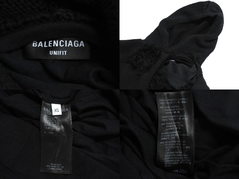 BALENCIAGA バレンシアガ ニットパーカー デストロイドフーディー ダメージ加工 ロゴ刺繡 サイズXS ブラック 662718 T3212  中古 62068 – Casanova Vintage