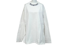 Load image into Gallery viewer, BALENCIAGA バレンシアガ 長袖Ｔシャツ 21SS サイズM モックネック ネックロゴ コットン ホワイト 646035 美品 中古 62069