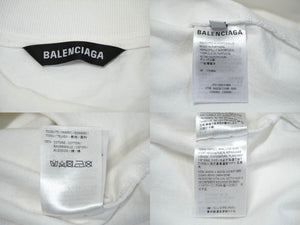 BALENCIAGA バレンシアガ 長袖Ｔシャツ 21SS サイズM モックネック ネックロゴ コットン ホワイト 646035 美品 中古 62069