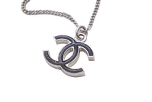 画像をギャラリービューアに読み込む, CHANEL シャネル ネックレス ココマーク 07V刻印 全長43.5cm 5.8g リバーシブル ブラック シルバー メタル 美品 中古 62072