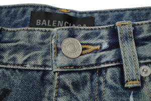 極美品 BALENCIAGA バレンシアガ バギーグラフィティデニムショーツ 22SS サイズS ブルー 745261 TNW01 4012 中古 62082